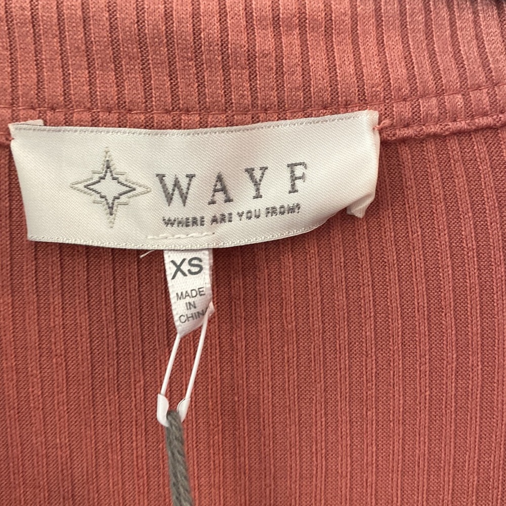 Wayf Ribbed Button-Up Mini Shirt Dress in Mauve NWT - Picture 4 of 5